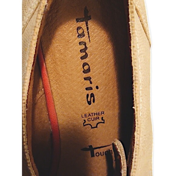 Tamaris shoes Lace Up Leather Beige Women’s 40 (US 9) Flats MINT Germany - Picture 4 of 6